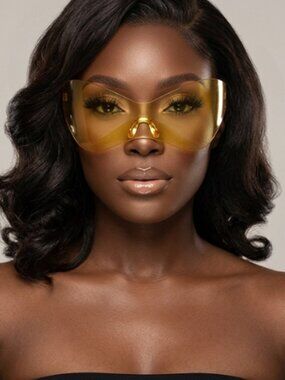 Yellow Oversized Shield Sunglasses Futuristic Visor UV400 Wrap Shades